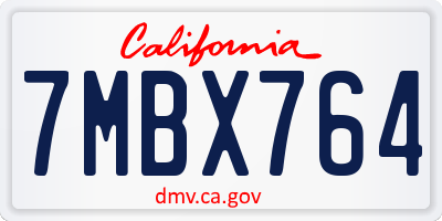 CA license plate 7MBX764