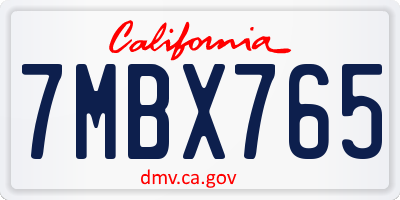 CA license plate 7MBX765