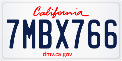 CA license plate 7MBX766