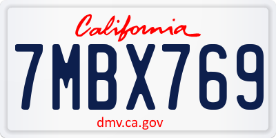 CA license plate 7MBX769