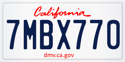 CA license plate 7MBX770