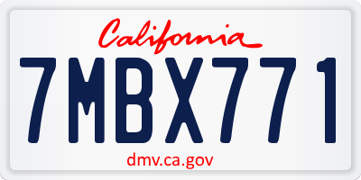 CA license plate 7MBX771