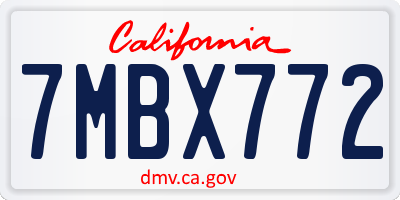 CA license plate 7MBX772