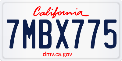 CA license plate 7MBX775