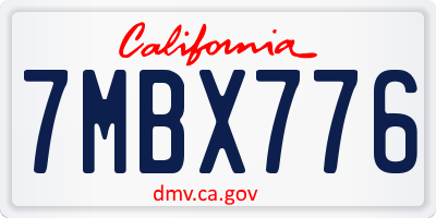 CA license plate 7MBX776
