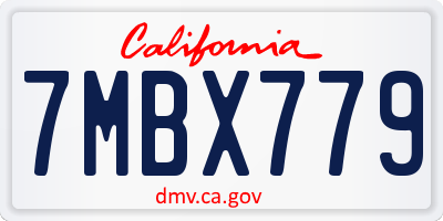 CA license plate 7MBX779