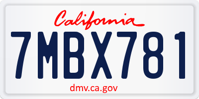 CA license plate 7MBX781