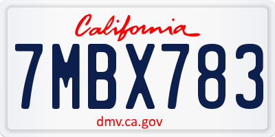 CA license plate 7MBX783