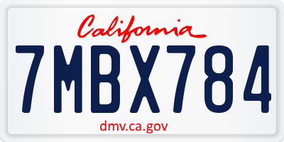 CA license plate 7MBX784