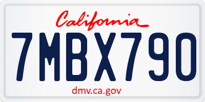 CA license plate 7MBX790