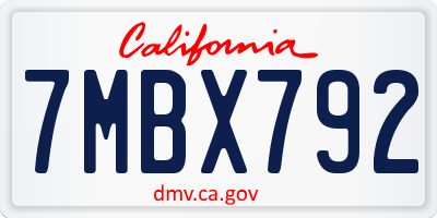 CA license plate 7MBX792
