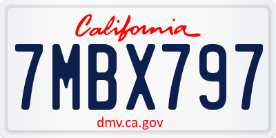 CA license plate 7MBX797