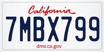 CA license plate 7MBX799