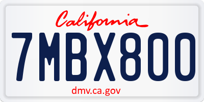 CA license plate 7MBX800