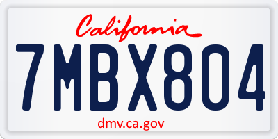 CA license plate 7MBX804