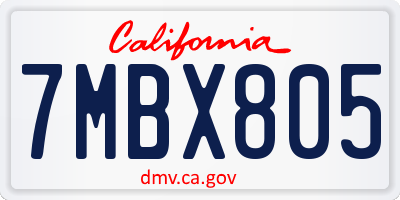 CA license plate 7MBX805