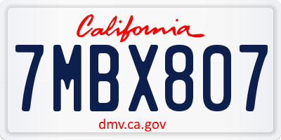 CA license plate 7MBX807