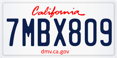 CA license plate 7MBX809