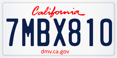 CA license plate 7MBX810