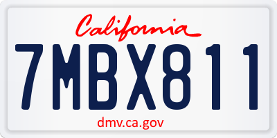 CA license plate 7MBX811
