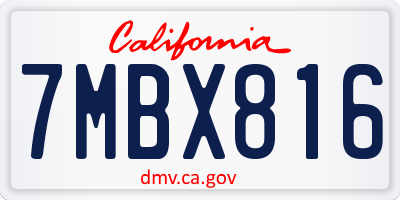 CA license plate 7MBX816