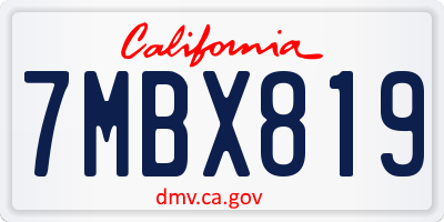 CA license plate 7MBX819