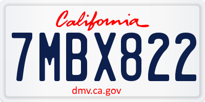 CA license plate 7MBX822