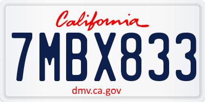 CA license plate 7MBX833