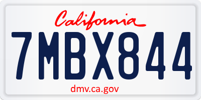 CA license plate 7MBX844