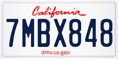 CA license plate 7MBX848