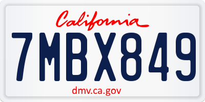 CA license plate 7MBX849