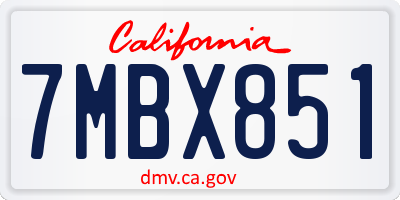 CA license plate 7MBX851