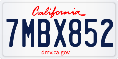 CA license plate 7MBX852