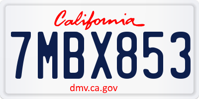 CA license plate 7MBX853