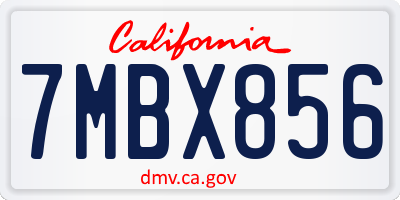 CA license plate 7MBX856