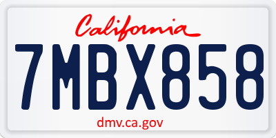 CA license plate 7MBX858