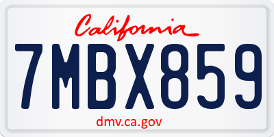 CA license plate 7MBX859
