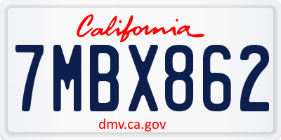 CA license plate 7MBX862