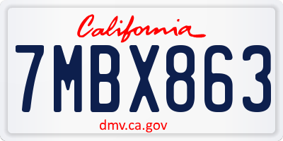 CA license plate 7MBX863