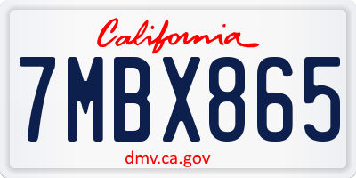 CA license plate 7MBX865