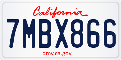CA license plate 7MBX866