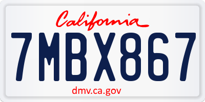 CA license plate 7MBX867