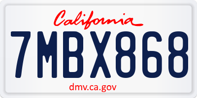 CA license plate 7MBX868