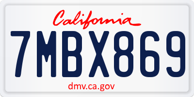 CA license plate 7MBX869
