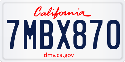 CA license plate 7MBX870