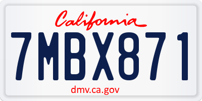 CA license plate 7MBX871