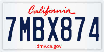 CA license plate 7MBX874