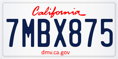 CA license plate 7MBX875
