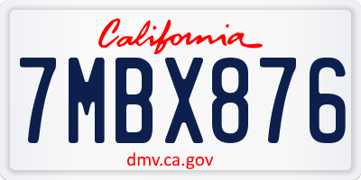 CA license plate 7MBX876
