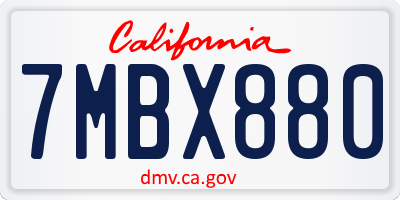 CA license plate 7MBX880